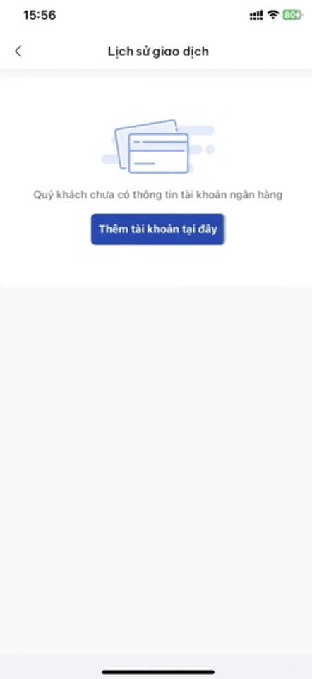 Giao diện thêm tài khoản ngân hàng